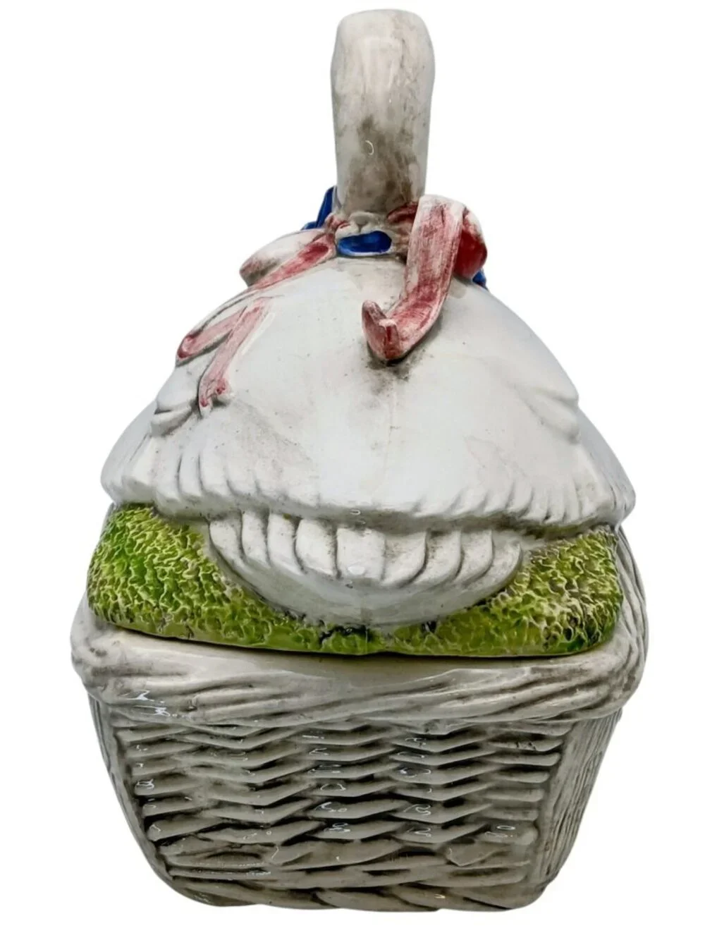 Heritage Ceramics Country Wares Goose Covered Dish Basket Weave 9in Vintage